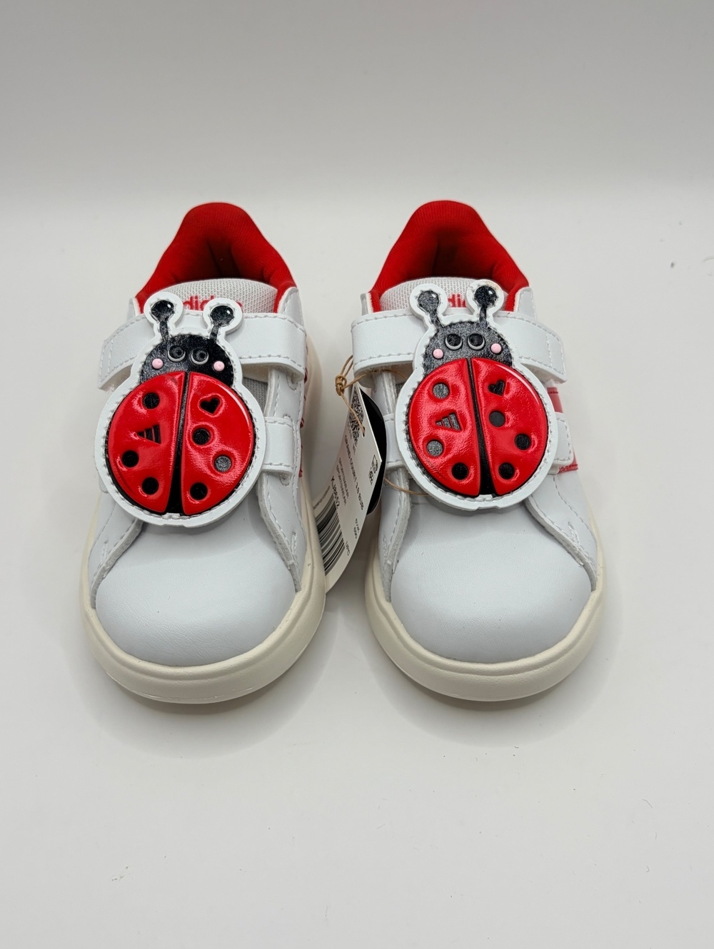 Adidas Grand Court 3.0 Bubble Comfy Sneakers Size 7K White Red with Ladybug
